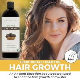 Viva Naturals Certified Organic Castor Oil (16 oz) â€" 100% Pure and Hexane Free + BONUS Mascara Kit Included, Perfect for Hair Care, Eyelashes and Br