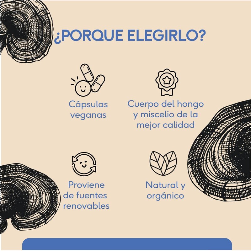 QUENUT | Adaptógeno Orgánico de Hongo Reishi en Cápsula Vegana