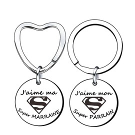 XQXQXZ Godfather and Godmother Keyring Gift Godfather Godmother Keyring Announcement Godmother Gifts Key Ring as a Christening Gift for Godfather Godmother Silver L, silver, L