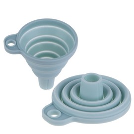 AKOAK Portable Mini Silicone Foldable Funnel, Flexible Silicone Transfer Tools for Liquid and Powder in the Kitchen, Pack of 3, White,Pink,Cyan