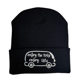 Winter hat, Embroidered Beanie, Embroidered Hat, Thermal hat, Skulli hat, Knit hat, Ribbed Knit hat. Black