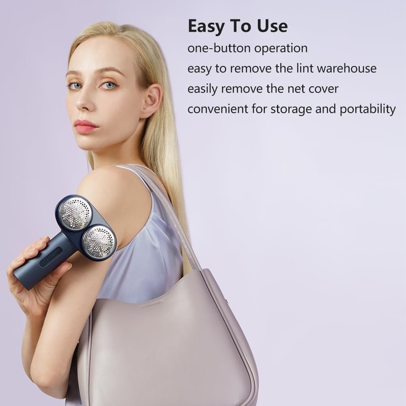 Nesugar Dual-Head Fabric Shaver, Electric Lint Remover with Green Light