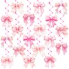 Pack of 18 Streamers Pink, Hanging Swirl Decorations with Pink
