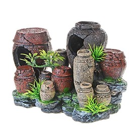 Saim Aquarium Decorations Artificial Antique Barrels Crafts Landscaping Resin Decor Fish Tank Ornament