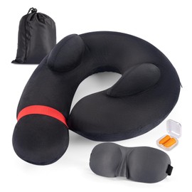 ChimimeDecor Travel Neck Pillow for Traveling, Travel Pillows for Airplanes, Comfortable & Breathable Cover, Adjustable Elastic Straps,Washable & Portable,Airplane Pillow for Traveling,Car,Office,Home
