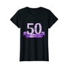 Womens Birthday Queen I Purple 50th Number & Ribbon Banner