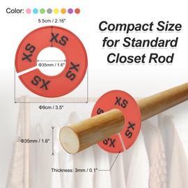 PATIKIL Clothes Dividers for Hanging Clothes, 40 Pack 8 Sizes Round Pre-written Clothing Rack Dividers Size Mark Label Sorting Separator for Closet, Multicolored