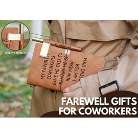 Farewell Gifts for Coworkers, Coworker Leaving Gifts for Women/Men Leather Journal Notebook with Pen and Pen clip 7.87 x 4.7 Cover, 4 x 7.5 Pages (Inches), Going Away Goodbye New Job Presents - Mean