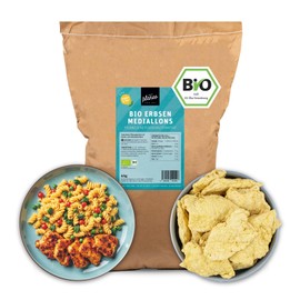 Planeo BIO Erbsen Medaillons 6kg – Veganer Fleischersatz für Kantine & Familienküche mit über 50% Eiweiss, ideal für Schnitzel & Pfannengerichte, sojafrei