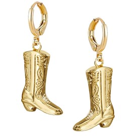 MOEPAPA Gold Cowgirl Boot Hat Earrings Dallas Cowgboy Dangle Drop Western Style Silver Earrings for women (color_2)