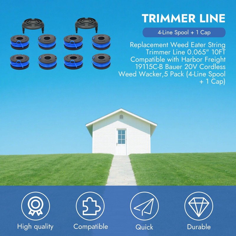 RiseDirectly 10PCS 0.065" 10Ft String Trimmer Line Spool for Bauer