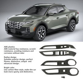 Qiilu Window Switch Button Panel Cover, Car Door Window Glass Button Panel Cover Carbon Fiber Car Interior Accessories Replacement for Hyundai Santa Cruz 2022 2023