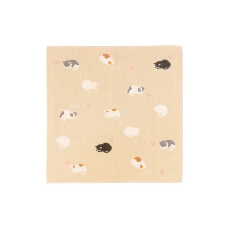 Wataol Semi Washed Towel Handkerchief, Naughty Cat