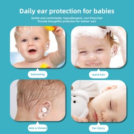 Asphodelia 200PCS Ear Covers for Shower,Waterproof Ear Protectors Ear Covers with Cotton Ear Plugs for Adults and Teens Swimming Shower, Bathing, Surfing Snorkeling and Other Water Sports