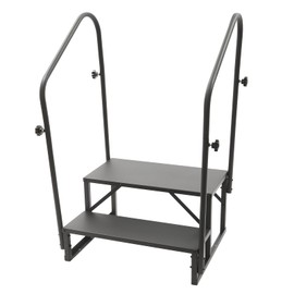 CNCEST RV Steps with Handrails,2 Step RV Stairs 450 lbs Load Capacity,Step Ladder with Reflective Strips,Mobile Home Stairs for Travel Trailers,Swimming Pool Ladder above Ground (2Step,2Handrail)