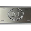 Silver Monogram Crest Car Tag Diamond Etched Engraved .040 Aluminum