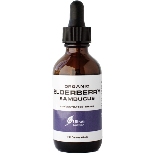 Organic Elderberry Syrup Black Elderberry Drops for Kids & Adults - Sambucus Elderberry Supplement Immune Booster & Immune Support- NO Alcohol/Vegan - More Value w 60 Servings