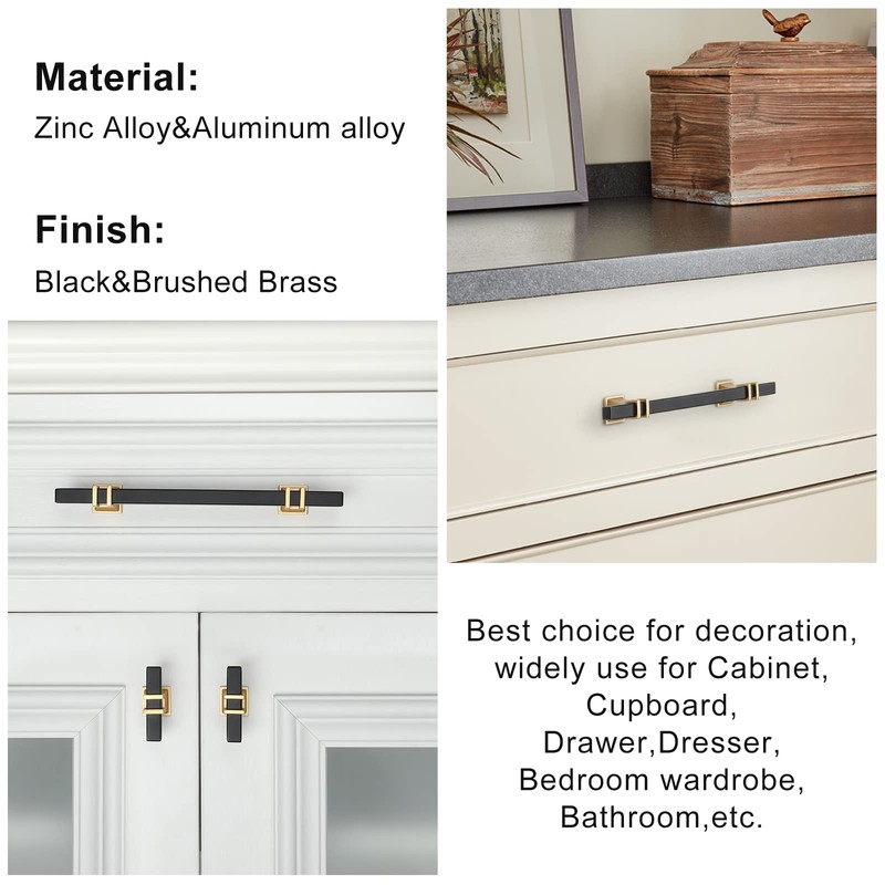 Lepatape 25 Pack 3 Inch Black and Gold Cabinet Pulls