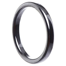 Schmuck Krone Thin Hematite Ring 3 mm Flat Grey Dark Grey Narrow Simple Stone Ring, Hematite