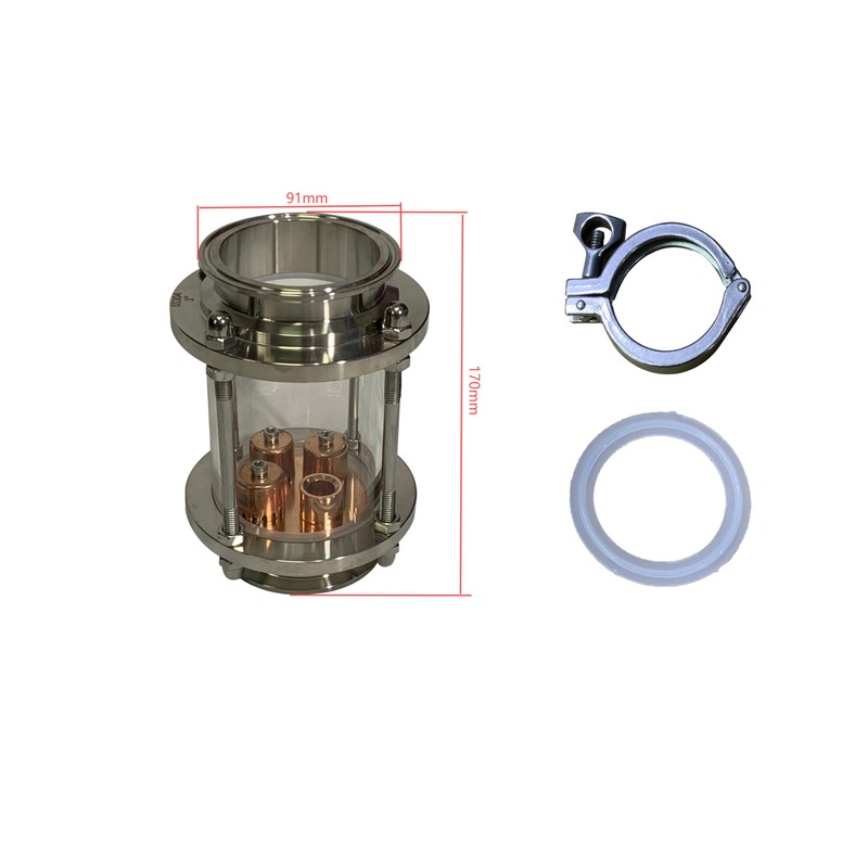 3 inch Glass Reflux Column Section with Copper Bubble Plate