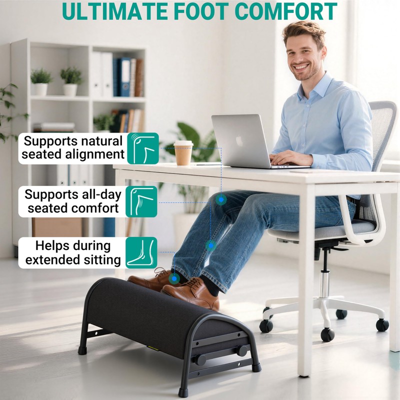 YEASHEIN Adjustable Foot Rest for Under Desk at Work, Ergonomic