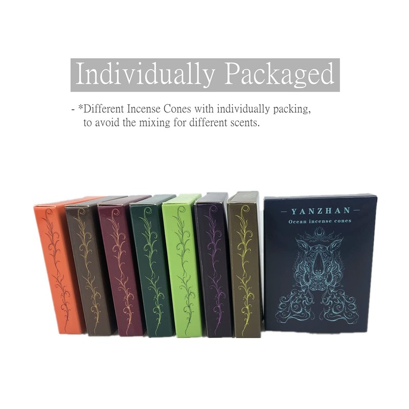 80 Pcs Backflow Incense Cones 8 Mixed Natural Scents Sandalwood