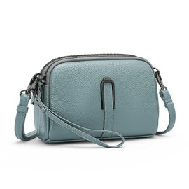 GAEKEAO Crossbody Bags for Women Small Genuine Leather Shoulder Purse Cross Body Bag with Wristlet Top Zipper