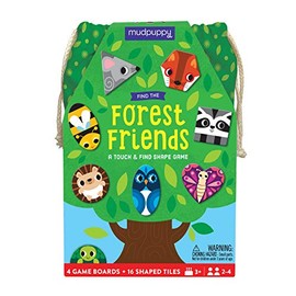 Mudpuppy Find The Forest Friends Game from Bingo with a Twist, Includes 16 Shaped Tiles, 4 Gameboards, Fabric Bag & Instructions, Perfect for Game Nights on The Go!, 2-4 Players, Ages 3+