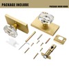 HIEMEY Gold Crystal Glass Passage Door Knobs Interior, Modern Satin