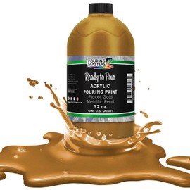 Pouring Masters Placer Gold Metallic Pearl Ready to Pour Acrylic Pouring Paint - Premium 32-Ounce Pre-Mixed Fluid Acrylic Paint - Fluid Art Supplies for Canvas, Wood, Paper, Tile & Rocks