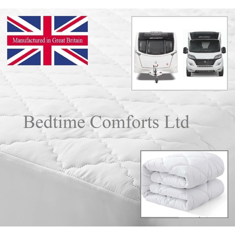 CARAVAN/MOTOR HOME ISLAND BED Polycotton QUILTED FITTED MATTRESS PROTECTOR (Hand