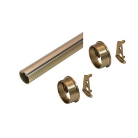 TAG Hardware Premium Round Wardrobe Closet Rod with End Supports and Protective Insert Cap 18 inches to 92 inches Lengths, Matte Gold (36 Inch)