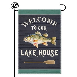 LAGZDFC Welcom To Our Lake House Garden Flags, Double Sided Outdoor Lawn Bar Decoration Yard Flag Gifts, Lakeside Holiday Yard Outdoor Decoration, Lake House D閏or Banner Gifts, Lake Life Yard Sign
