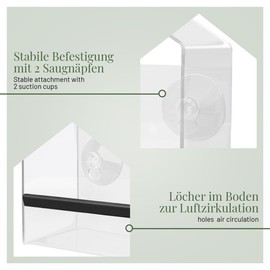 WILDLIFE HOME Window Feeder for Birds, Transparent with Suction Cups, Bird House, Feeder, Bird Feeder for Tits, Sparrows and Wild Birds, Birdy