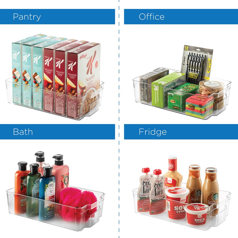 Set Of 8 Refrigerator Pantry Organizer Bins - Clear Food