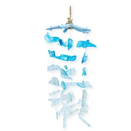 Seaglass Starfish Windchime Hanger, 9" Long Coastal Beach Mobile