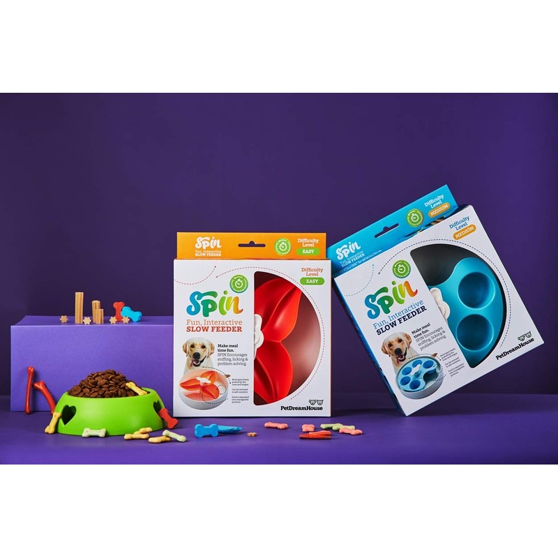 PetDreamHouse Spin Interactive Slow Feeder Puzzle for Dogs, Palette, Difficulty