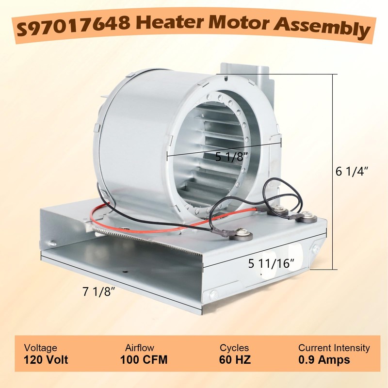 S97017648 Heater Motor Assembly Compatible with Broan Nutone 9965F, 605RP,
