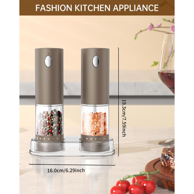 CIRCLE JOY Electric Salt and Pepper Grinder Set Rechargeable Salt