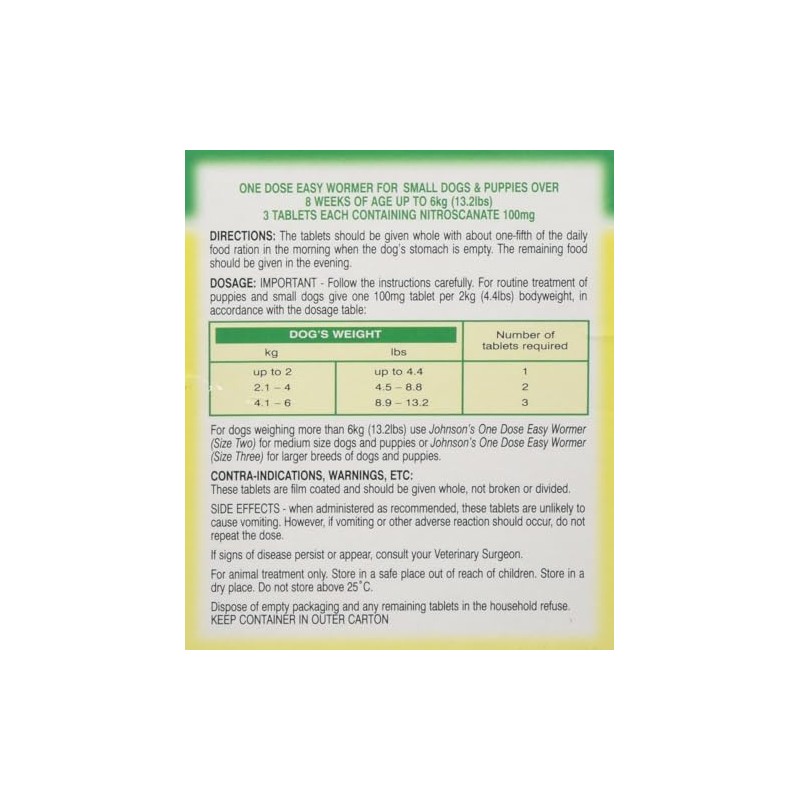 Johnsons Vet Easy One Dose Wormer, Size 1