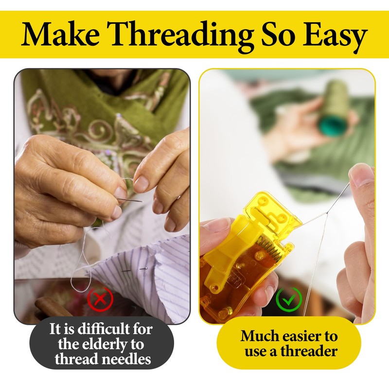 Jeffdad 12Pcs Fish Mouth Sewing Machine Needle Threader, Automatic Sewing