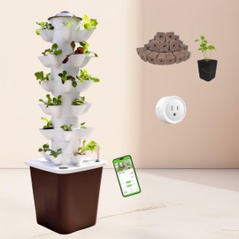 New!Hydroponic Growing System Kit ，Hydroponic Vertical Garden, BPA-Free Food-Grade Lettuce Growing Tower,Indoor Gardening Vegetable System, 30 Pods,Plant Germination kit, Auto Timer