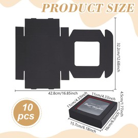 BENECREAT 10pcs Black Mini Paper Boxes, PVC Window Gift Boxes Square Present Boxes for Wedding Gift, Chocolates, Cookies and Other Small Crafts, 6.18x6.3x1.77 Inch