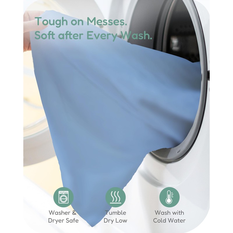 TotChill Pack and Play Sheets Fitted, Cloud+Blue Design, Soft and