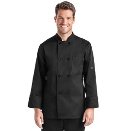 On The Line Men’s Chef Jacket Long Sleeve - Professional Kitchen Uniform, Double Breasted, Reversible Button, Food Service