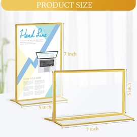 24 Pack Gold Acrylic Sign Holder, Gold Picture Frames Double Sided Clear Wedding Table Number Menu Holder for Wedding Restaurant Table Number Photos and Art Display(Horizontal,Vertical,5 x 7 Inch)