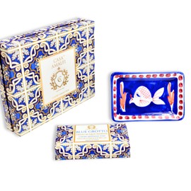 Natural Soap Bar and Soap Bar Holder Gift Set, Vegan Soap with Shea Butter & Jojoba Oil, Gluten Free, 100% Natural Organic Soap Ingredients, Cruelty Free, Made In Italy (Acqua Marine [fish])