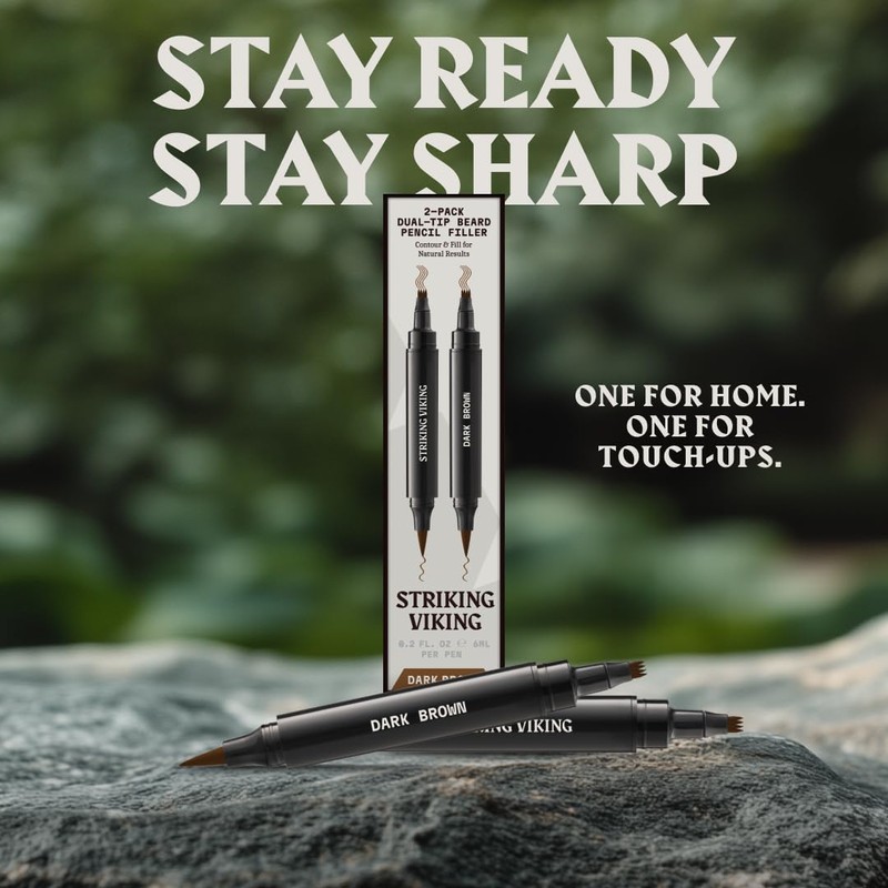 Striking Viking Beard Pencil Filler for Men - Dark Brown,