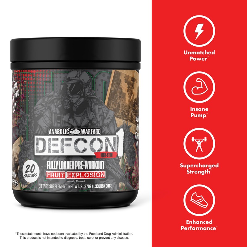 Anabolic Warfare Defcon1 High Stim, High-Intensity Pre-Workout Powder (Fruit Explosion,