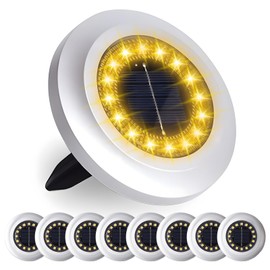 upperosey Solar Ground Light 8 Packs, Upgraded 16-LEDs Solar Outdoor Light for Patio, Mower-Friendly Withstand 200lbs Solar Powered Lights, IP66 Waterproof & Reusable Spike, Warm White